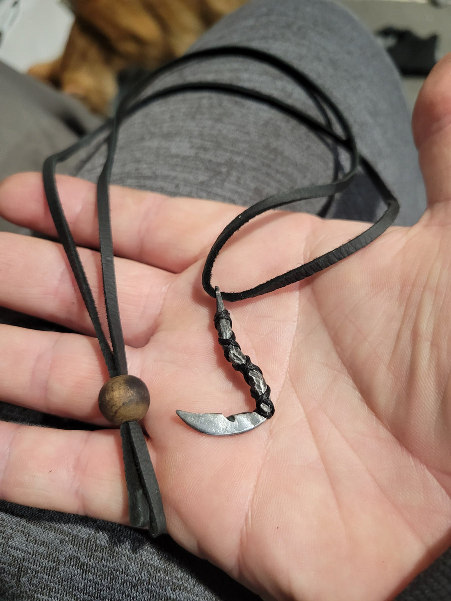 Iron Scythe Necklace | Santa Muerte Pendant | Hand Forged | DABforge