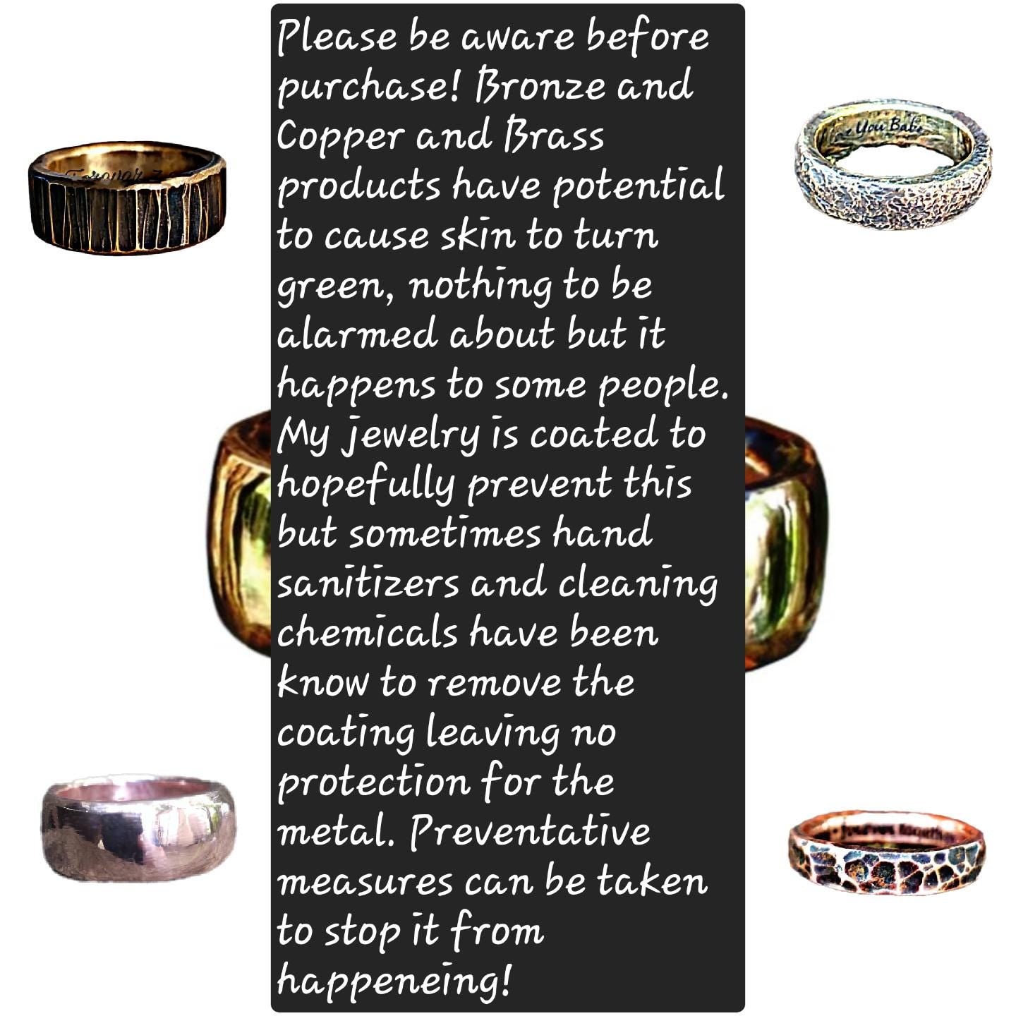 Rustic Bronze Ring: 8th Anniversary, Extra Large Rings, Custom Engraving