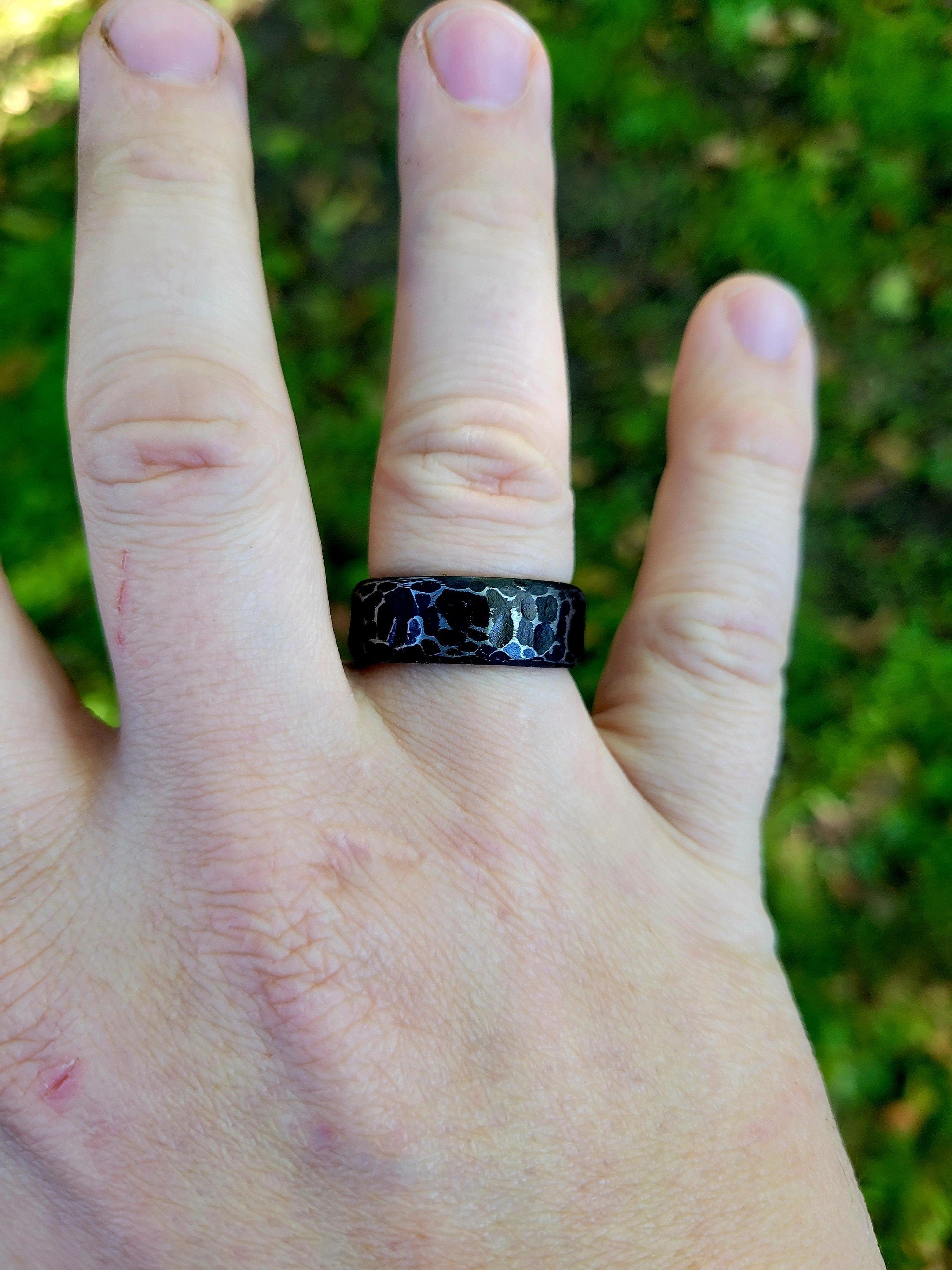 Hand Forged Iron Ring: 6th Anniversary Ring, Minimalist Blacksmith Wedding Band