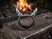 Hand Forged Devil Horn Ring - Blacksmith Made Iron Band | DABforge - DABforge