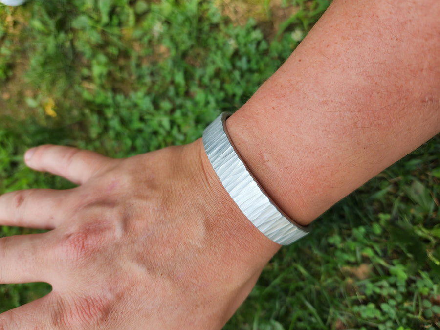 Aluminum Cuff Bracelet | 10th Anniversary Gift | Hand Forged | DABforge - DABforge