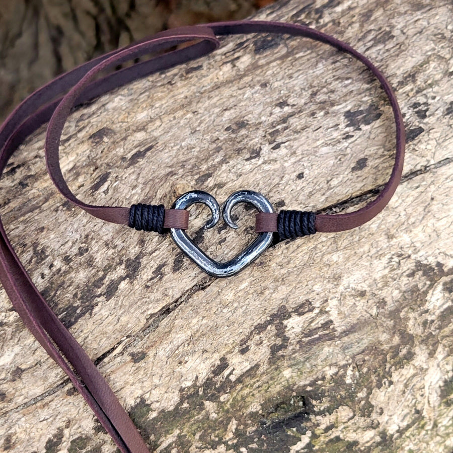  6th anniversary iron heart pendant, Celtic iron necklace for her