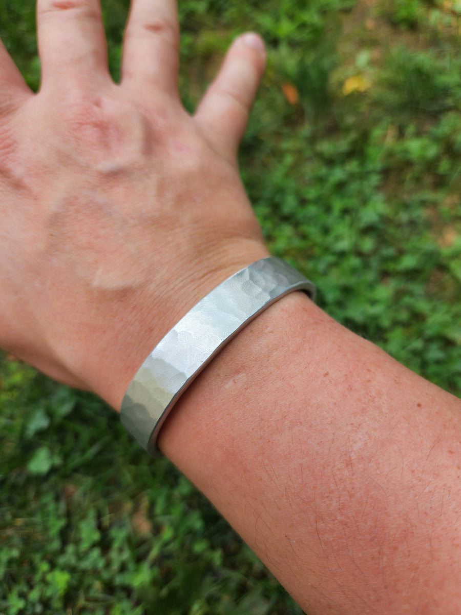 Aluminum Cuff Bracelet | 10th Anniversary Gift | Hand Forged | DABforge - DABforge