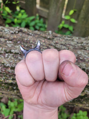 Hand Forged Devil Horn Ring - Blacksmith Made Iron Band | DABforge