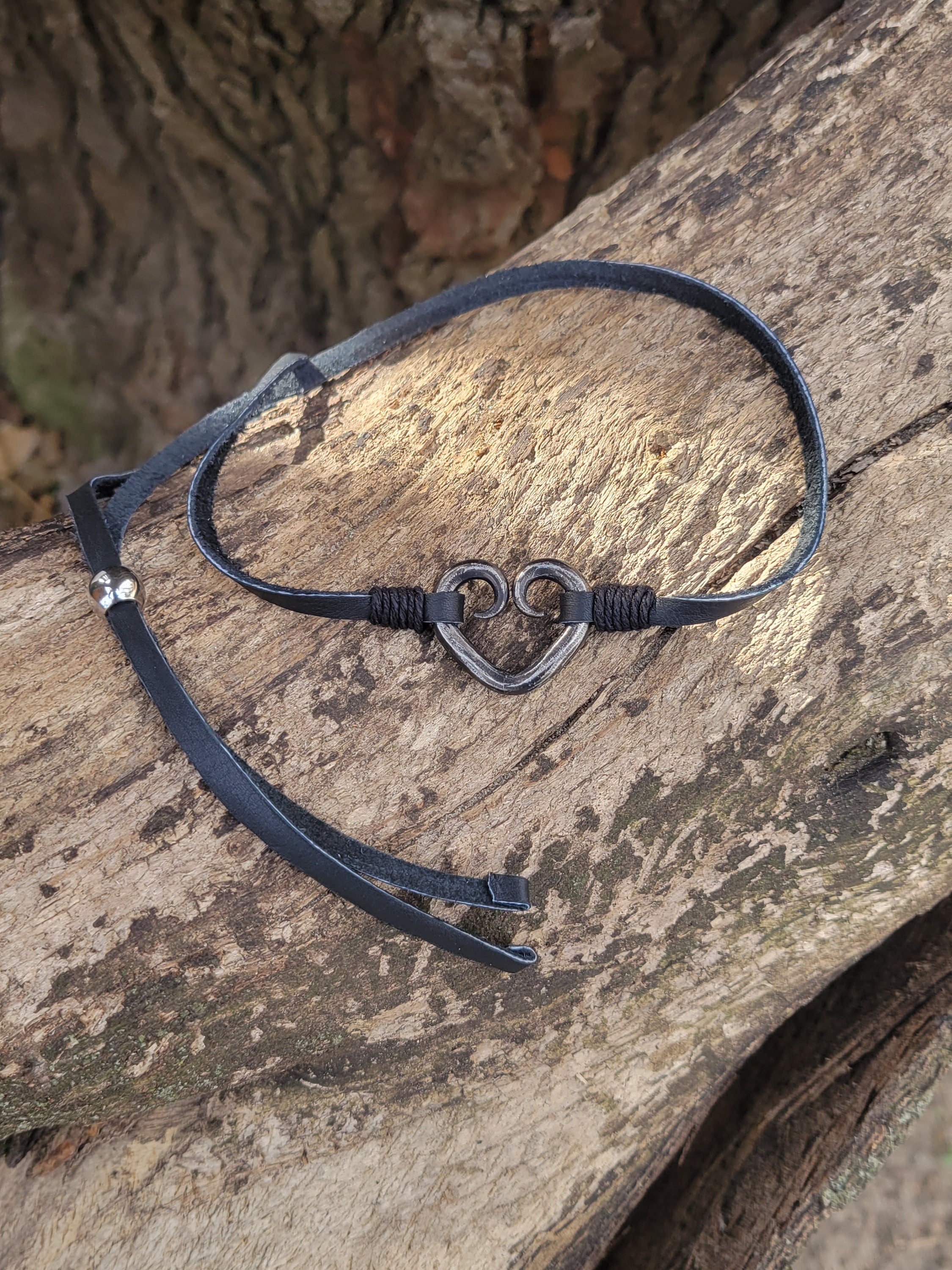 6th anniversary iron heart necklace, Celtic style iron jewelry