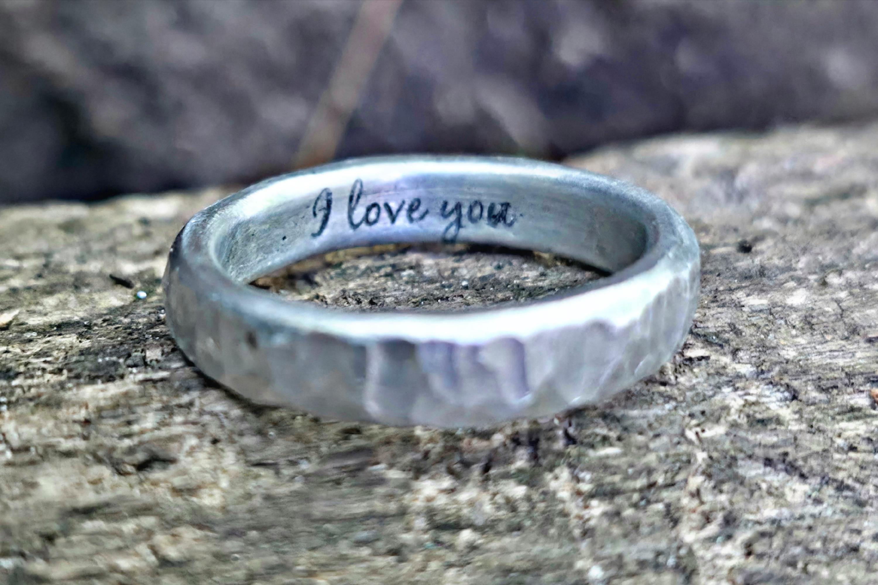 10th anniversary aluminum ring, tree bark band, handmade modern wedding jewelry for him her