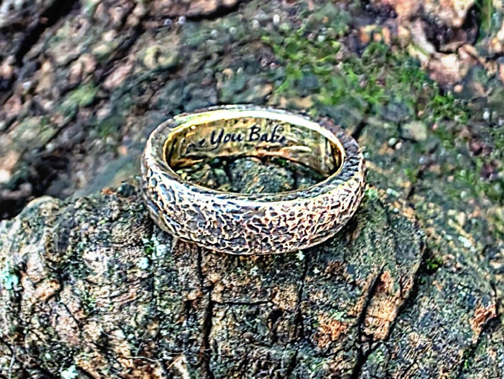 Handcrafted Bronze Wedding Band: Rustic Anniversary Ring with Custom Engraving
