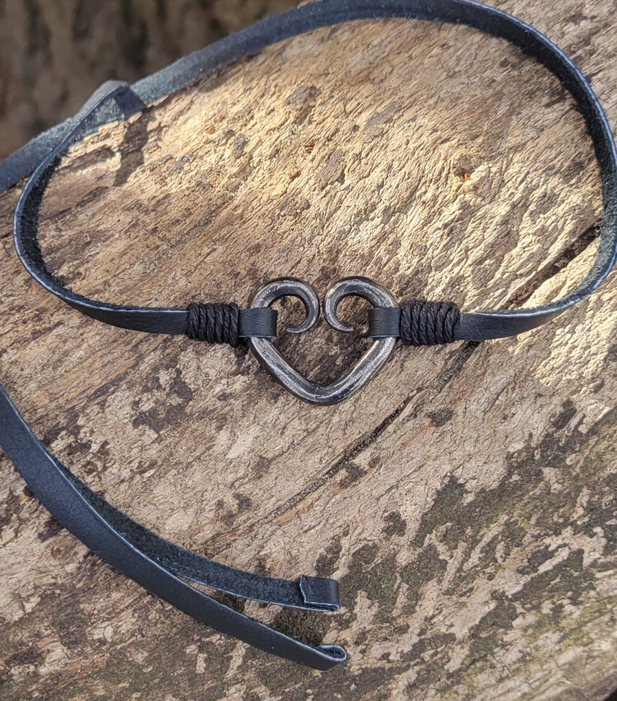 Iron heart choker, 6th anniversary gift, handmade iron jewelry for her