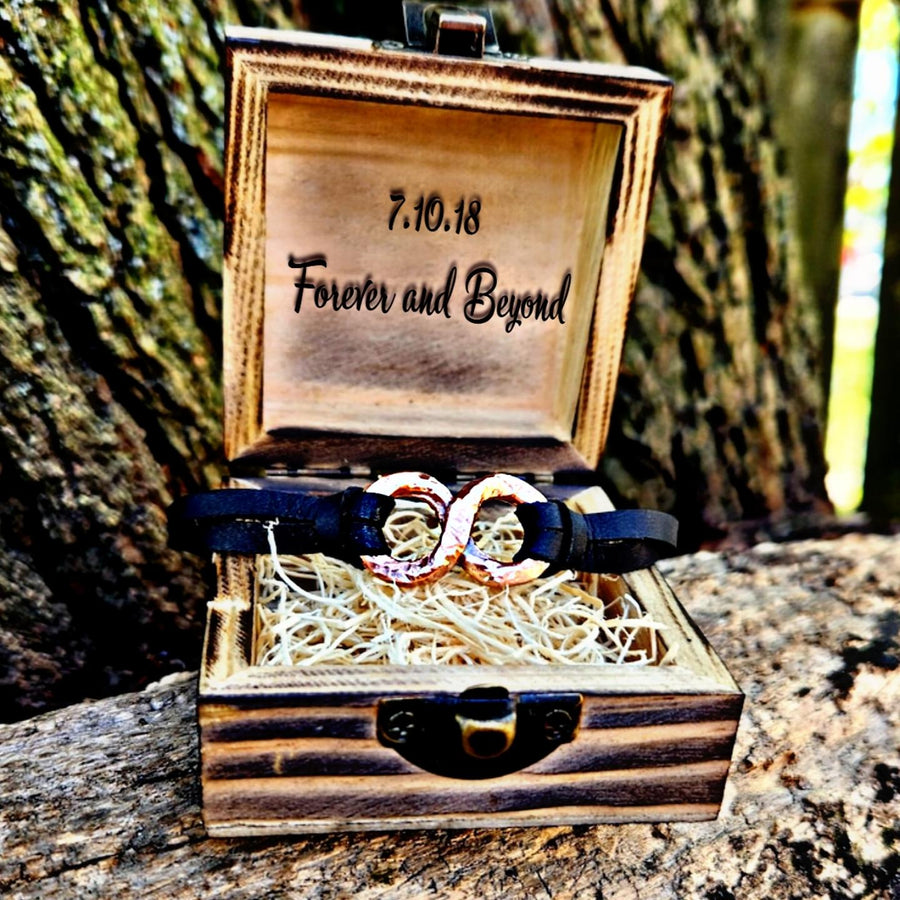 7th Anniversary Copper Infinity Bracelet - Handmade with Personalized Wooden Box | DABforge - DABforge