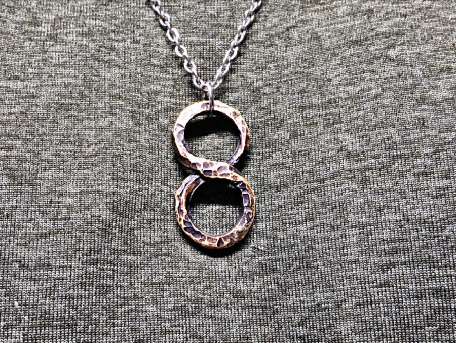 8th Anniversary Bronze Necklace - Hand Forged Number 8 Pendant | DABforge - DABforge
