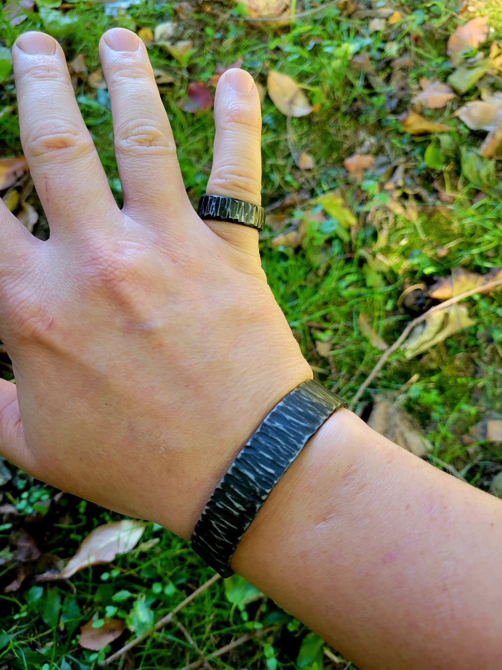 Hand Forged Iron Viking Ring, Pagan Wedding Band, Norse Style, Mystical Protection, 6th Anniversary Gift, Minimalist Ring