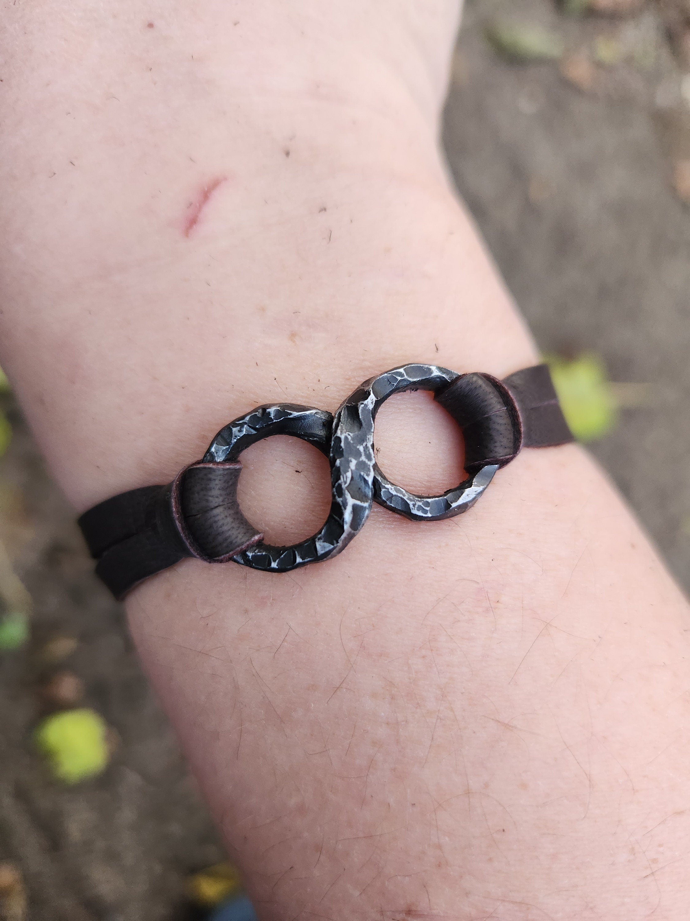 Iron Infinity Bracelet - 6th Anniversary Gift for Him/Her - Personalized Blacksmith Made