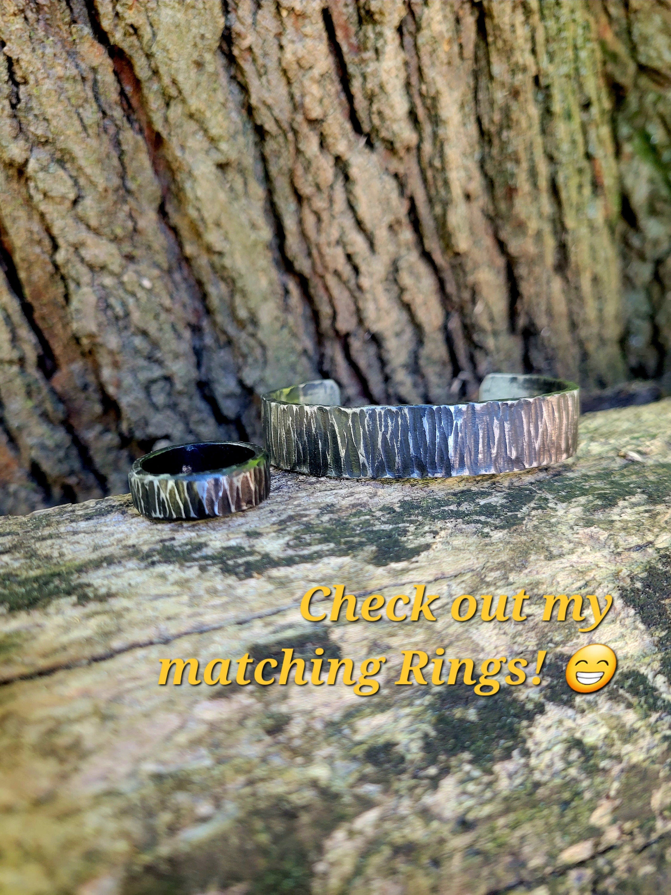 Hand Forged Iron Cuff Bracelet: 6th and 11th Anniversary gift, Personalized Viking Oath Ring