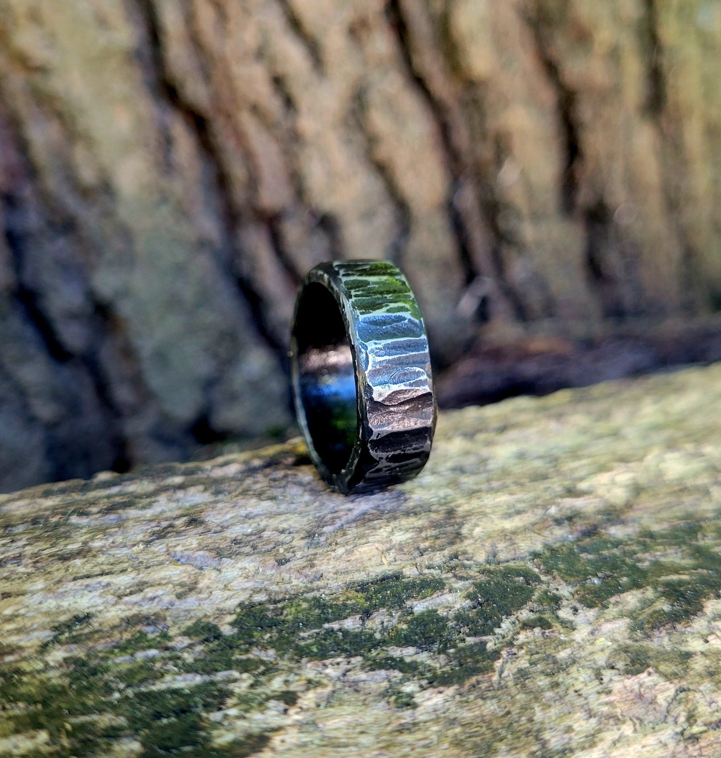 Hand Forged Iron Viking Ring, Pagan Wedding Band, Norse Style, Mystical Protection, 6th Anniversary Gift, Minimalist Ring