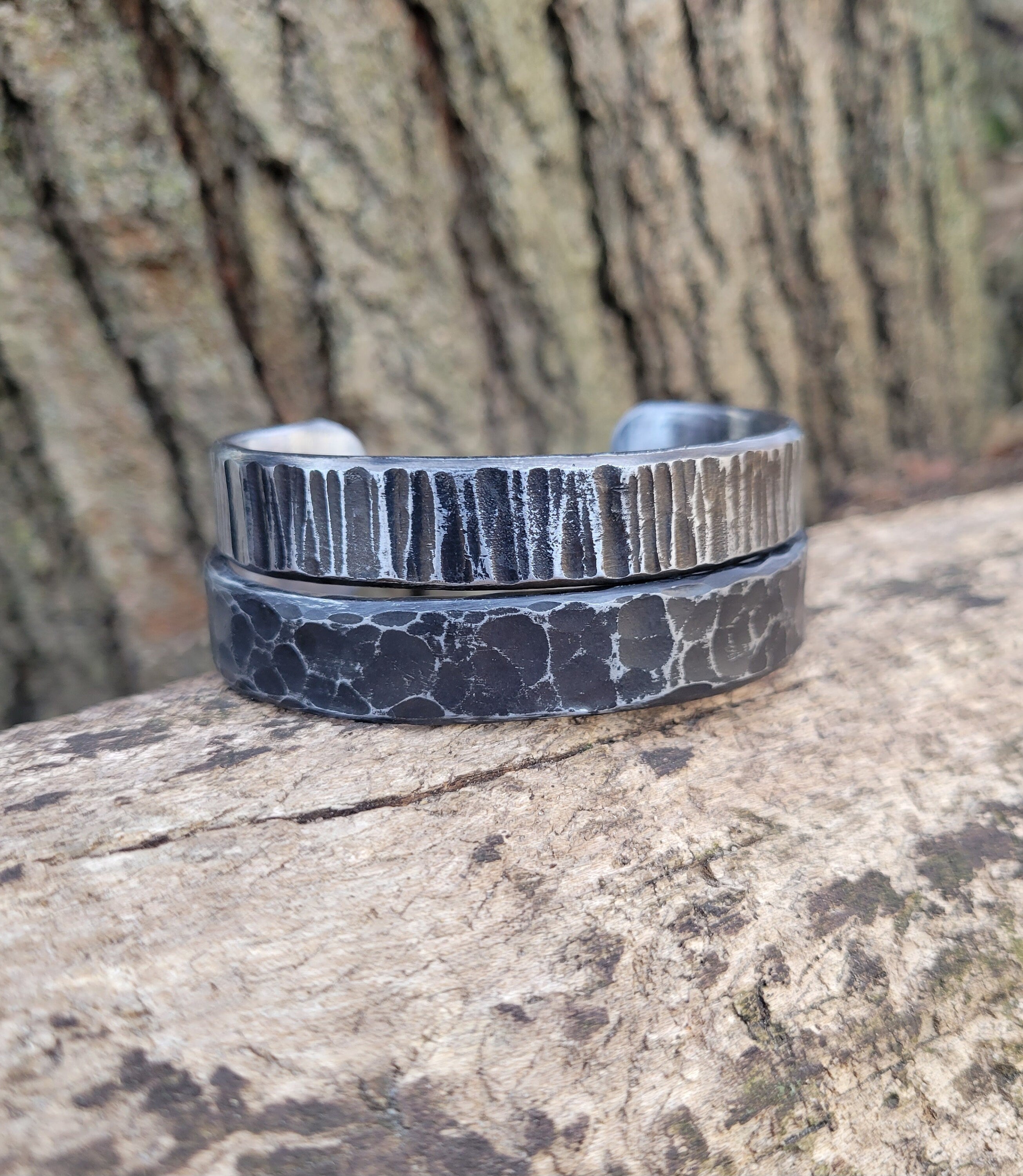 Hand Forged Iron Cuff Bracelet: 6th and 11th Anniversary gift, Personalized Viking Oath Ring