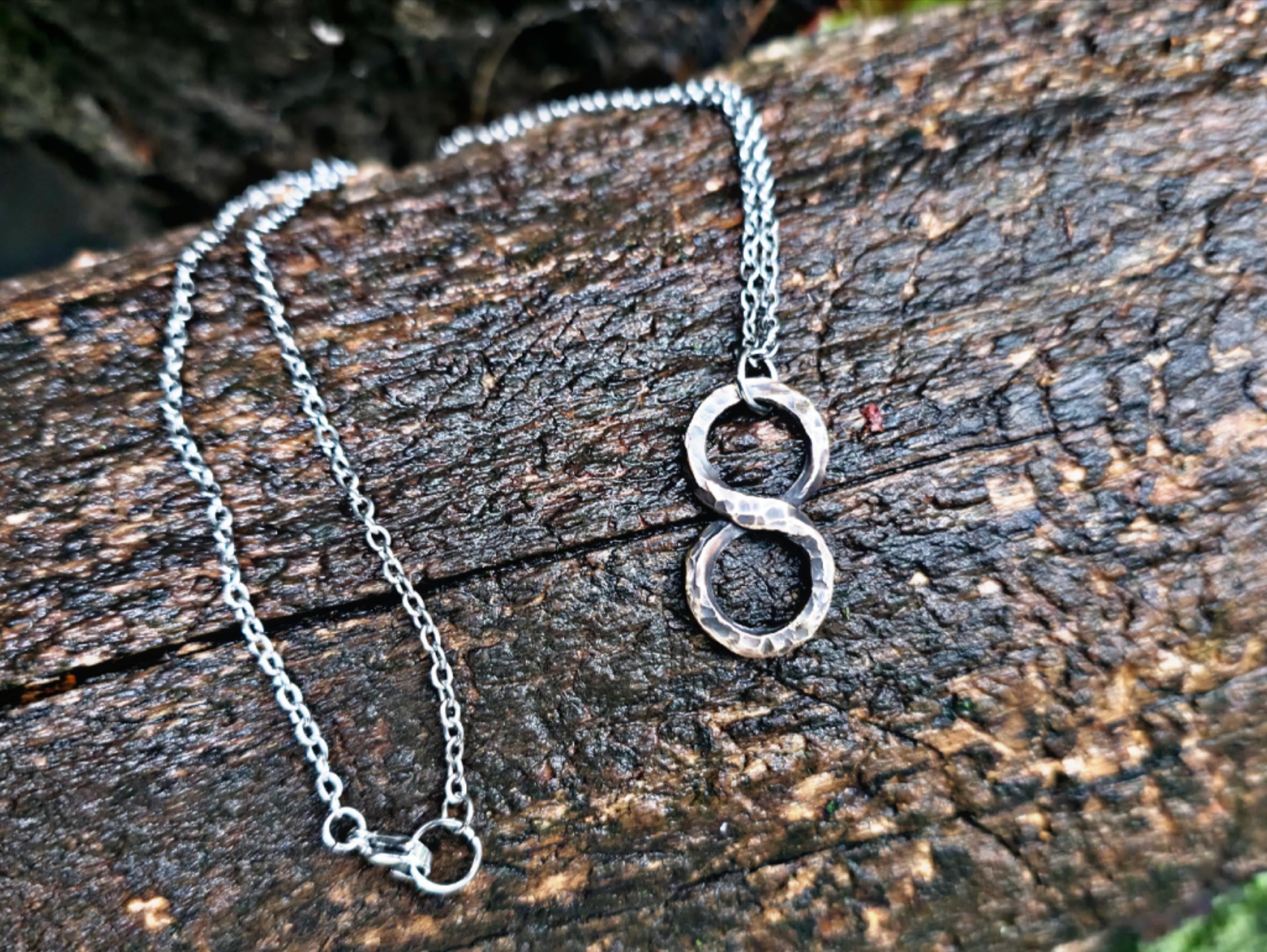 8th Anniversary Necklace, Bronze 8 Pendant, 8th Anniversary, Eighth Anniversary, Handmade Bronze Gift, Blacksmith Made, Minimalist