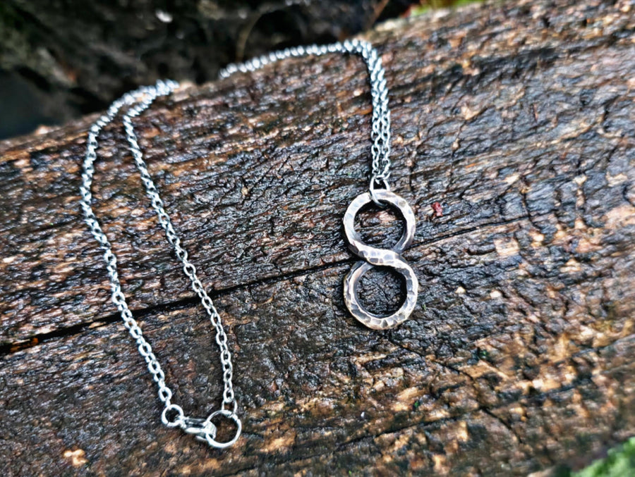 8th Anniversary Bronze Necklace - Hand Forged Number 8 Pendant | DABforge - DABforge