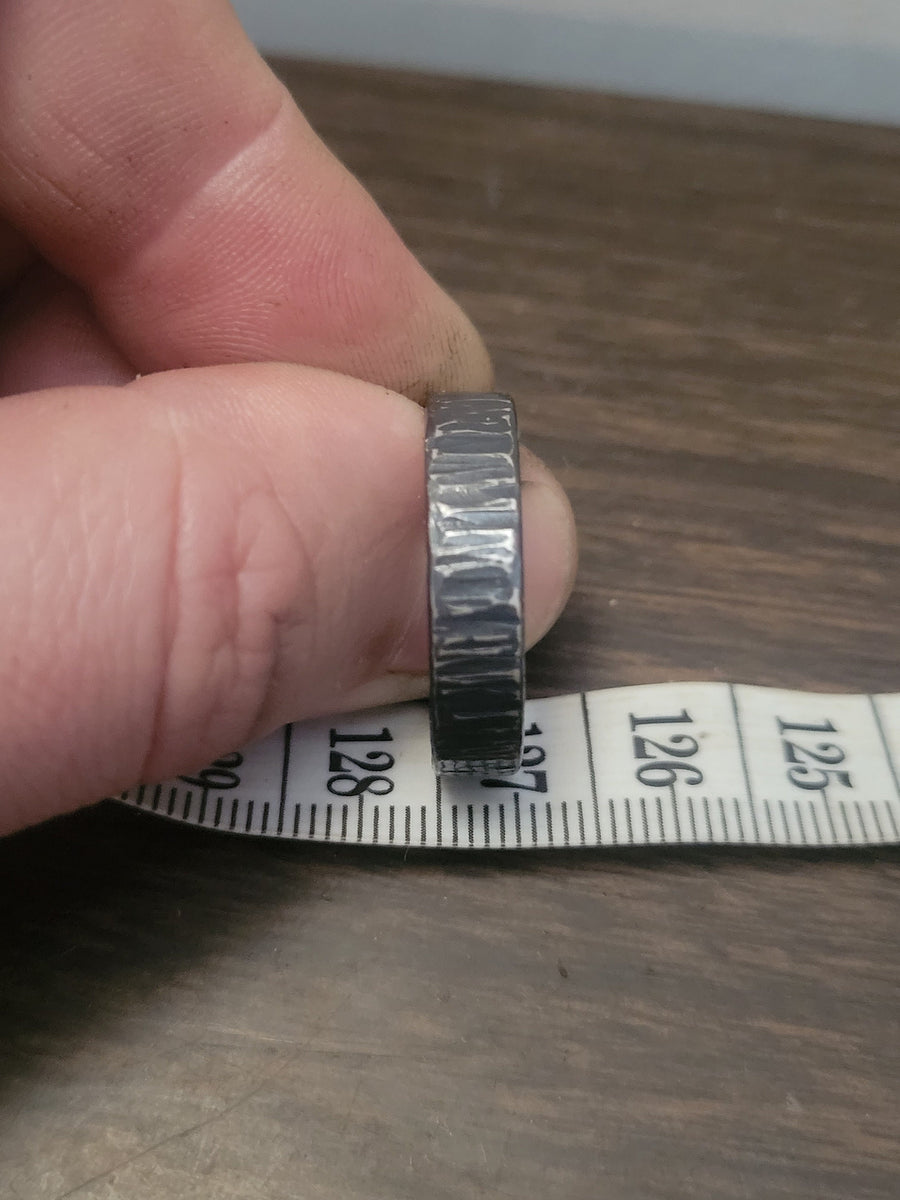 Hand Forged Sterling Silver Band Ring - Minimalist 5mm Wide Wedding Band | DABforge - DABforge