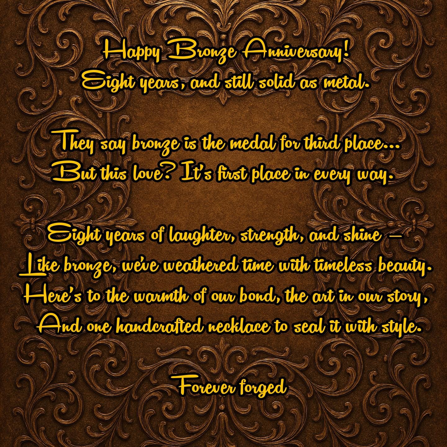 Bronze Infinity Pendant: 8th Anniversary Necklace