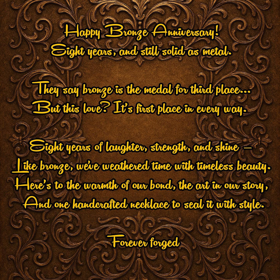 Bronze Infinity Pendant: 8th Anniversary Necklace