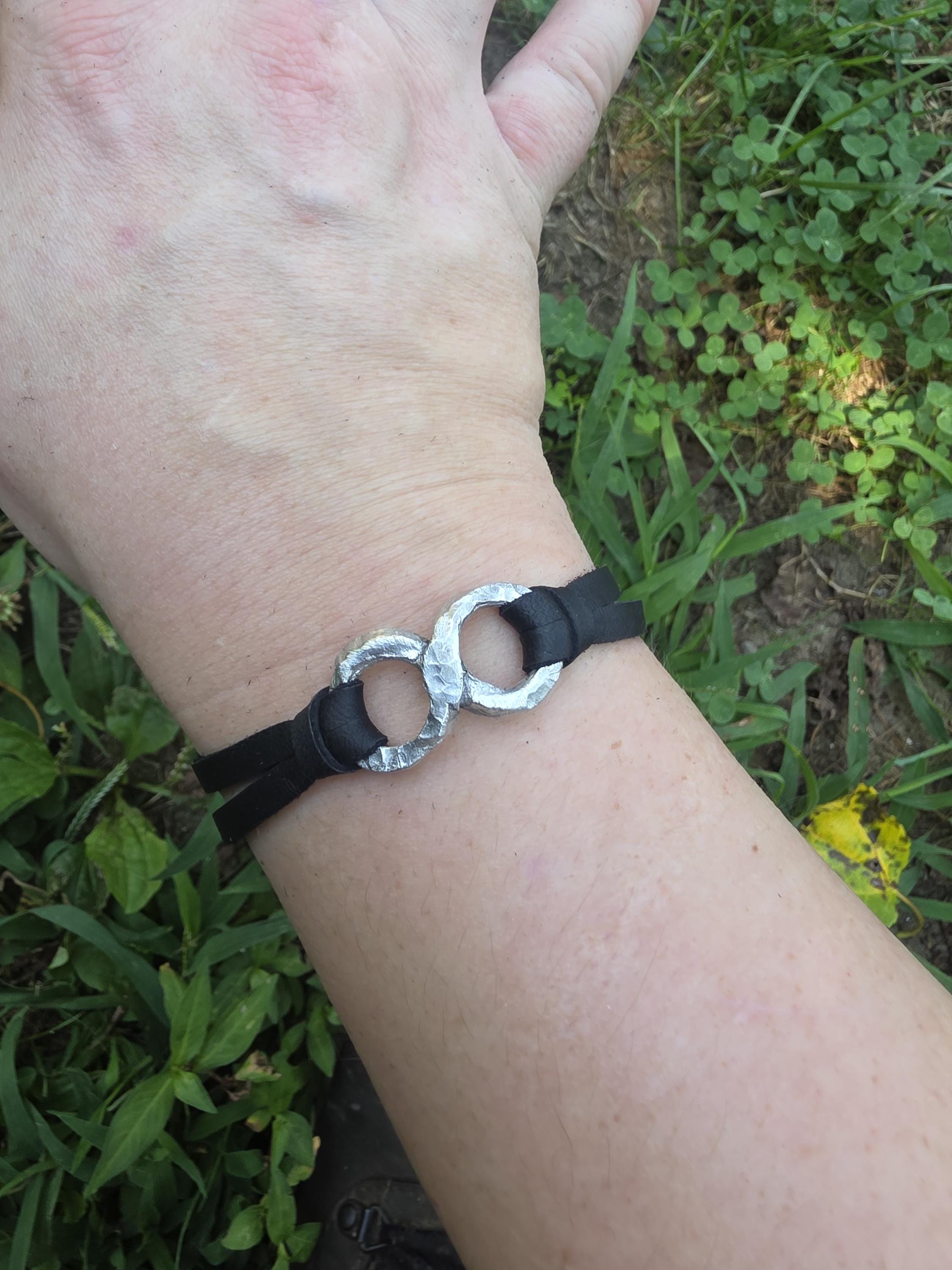 Aluminum Infinity Bracelet, Anniversary Gift for Couples • 10th Anniversary • Unique Blacksmith Forged Symbol * Unisex