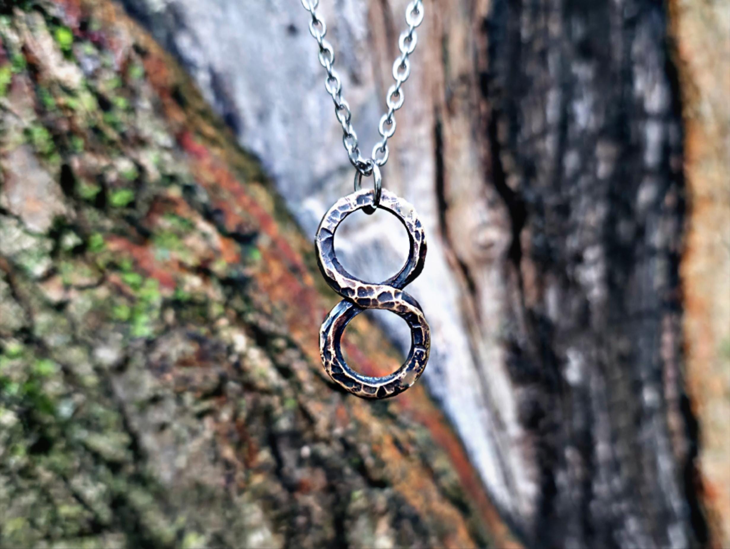 8th Anniversary Necklace, Bronze 8 Pendant, 8th Anniversary, Eighth Anniversary, Handmade Bronze Gift, Blacksmith Made, Minimalist