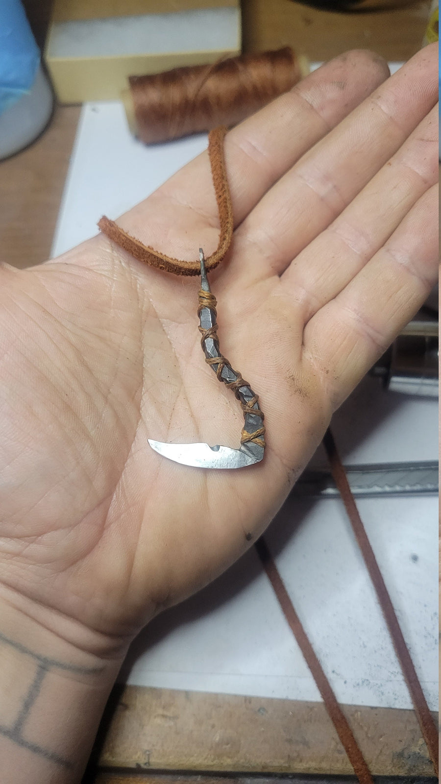 Iron Scythe Necklace | Santa Muerte Pendant | Hand Forged | DABforge