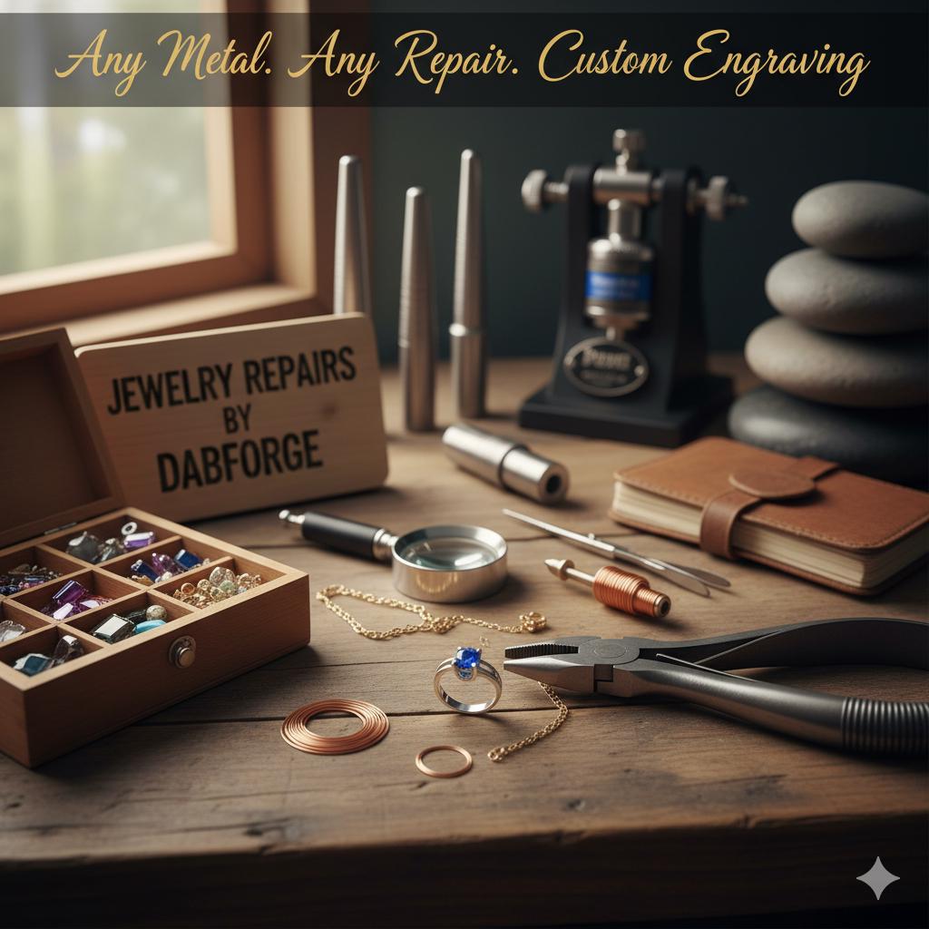 Custom Jewelry Repair by Dabforge - Gold, Silver, Copper - Ring Resizing, Stone Setting, Engraving