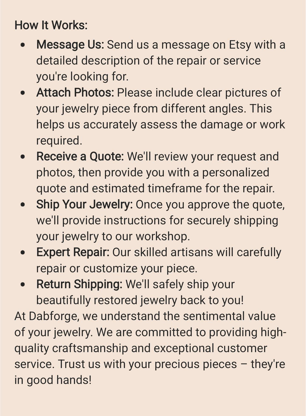 Custom Jewelry Repair by Dabforge - Gold, Silver, Copper - Ring Resizing, Stone Setting, Engraving