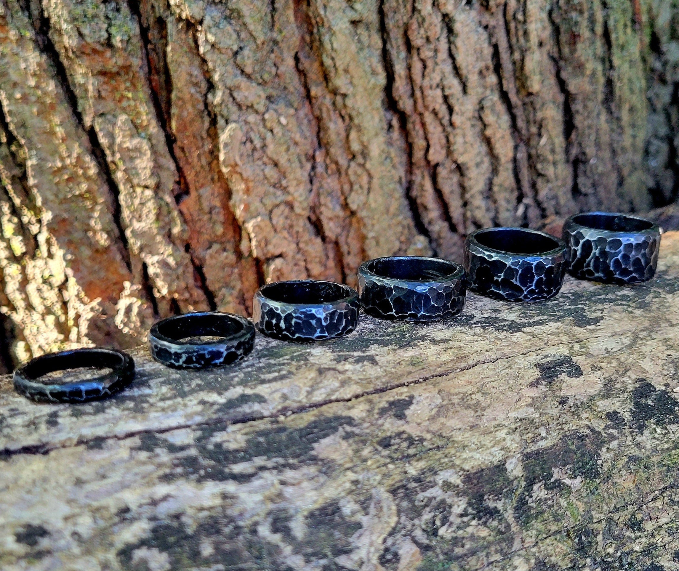 Hand Forged Iron Ring: 6th Anniversary Ring, Minimalist Blacksmith Wedding Band