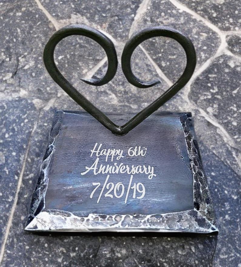 Handmade Iron Anniversary Plaque: Personalized Infinity Heart, 6th Anniversary
