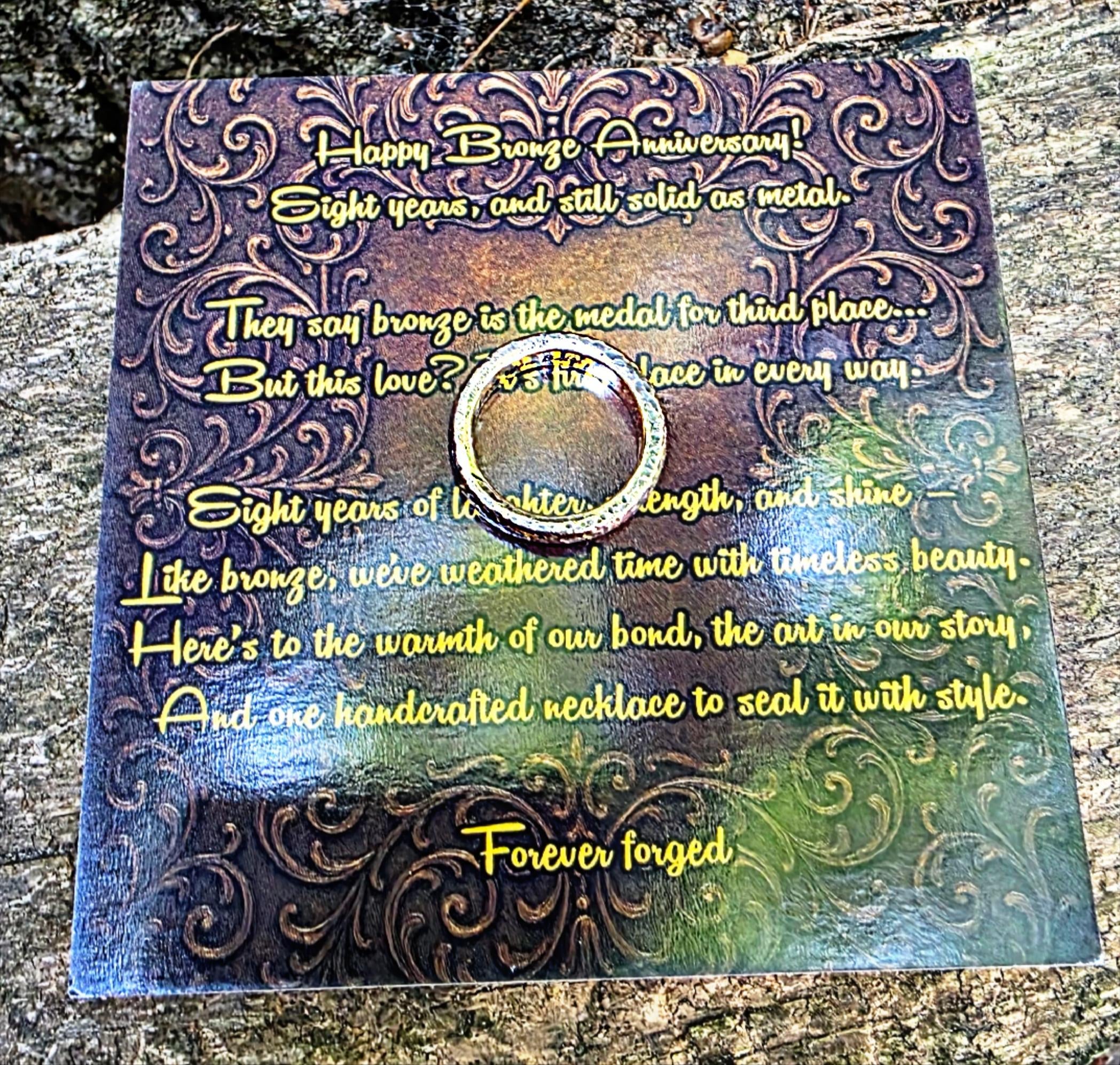 Handcrafted Bronze Wedding Band: Rustic Anniversary Ring with Custom Engraving