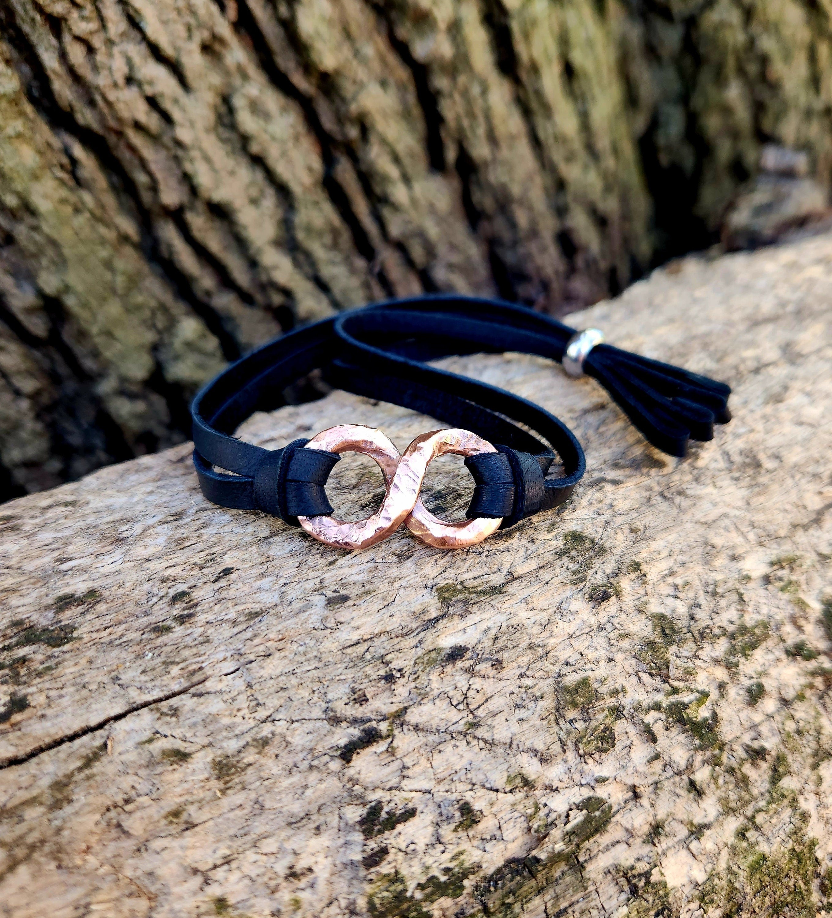 7th Anniversary Copper Infinity Bracelet - Handmade with Personalized Wooden Box | DABforge