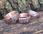 Hammered Copper Ring: 7th Anniversary Gift, Custom Engraved Minimalist Band | DABforge