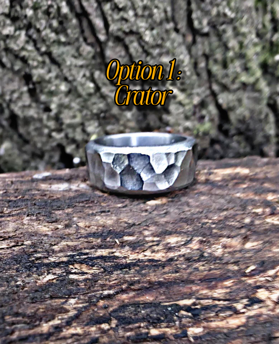 Hammered Titanium Ring, Multiple Textures for Him and Her.