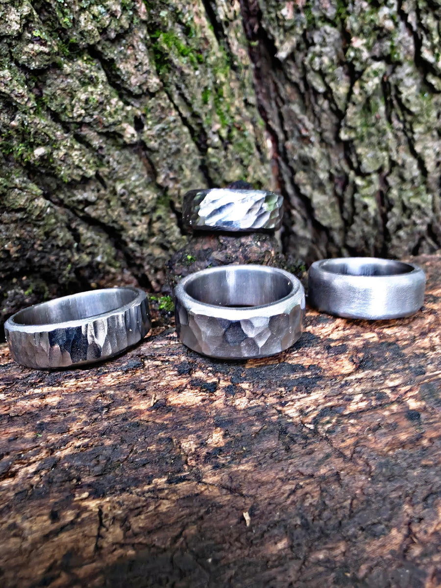 Hammered Titanium Ring, Multiple Textures for Him and Her.
