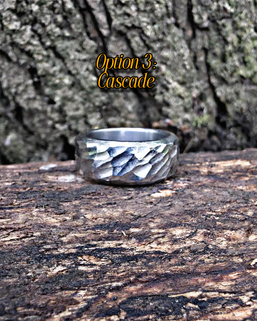 Hammered Titanium Ring, Multiple Textures for Him and Her.