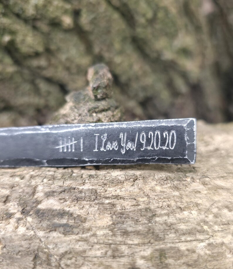 Forged Iron Bookmark, 6th Anniversary Gift, Custom Hand Engraving