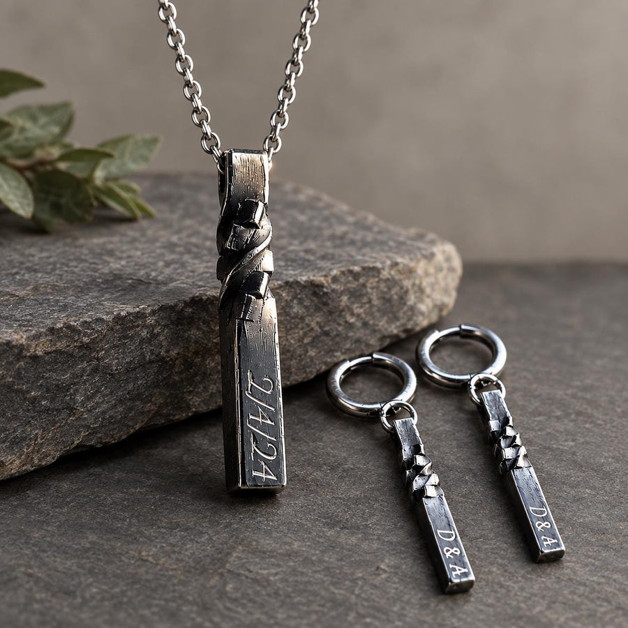 Iron Cubic Twist Pendant - 6th Anniversary Gift | DABforge